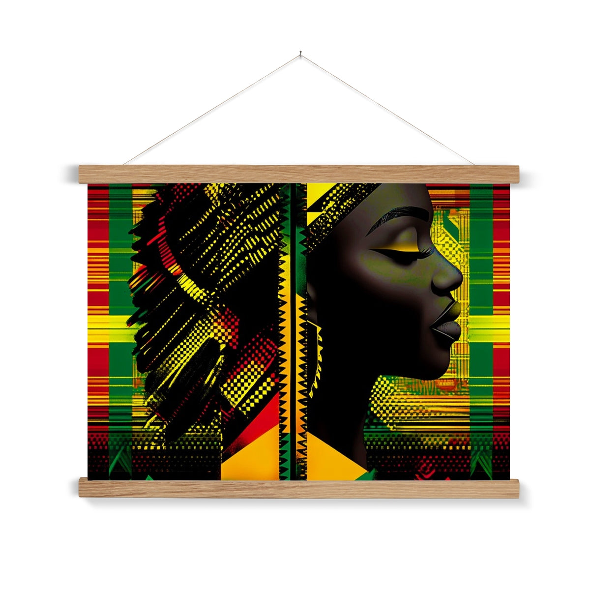 Abstract Red and Green Black Queen Fusion Fine Art Print with Hanger