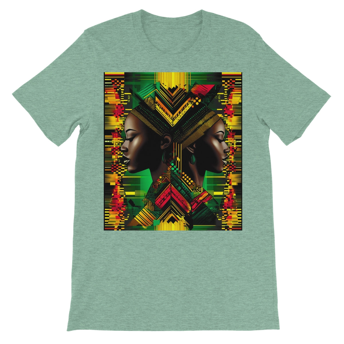 African Print Red Green Yellow Twin Energy  Unisex Short Sleeve T-Shirt - D'Sare