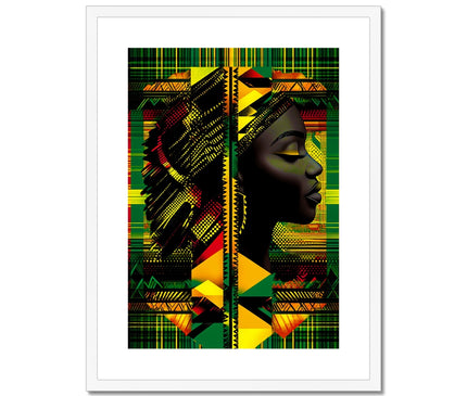 Abstract Red and Green Black Queen Fusion Framed & Mounted Print