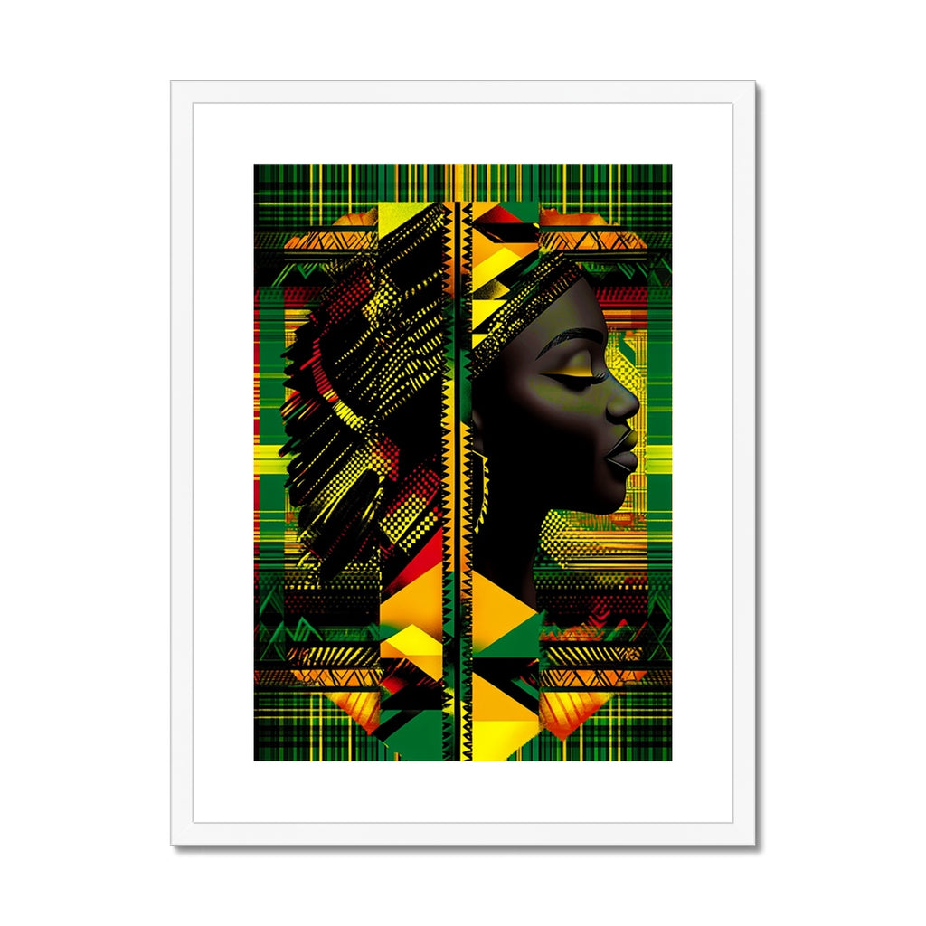 Abstract Red and Green Black Queen Fusion Framed & Mounted Print
