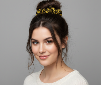 Obsidian Gold and Black Geometric Luxe Scrunchie Pack