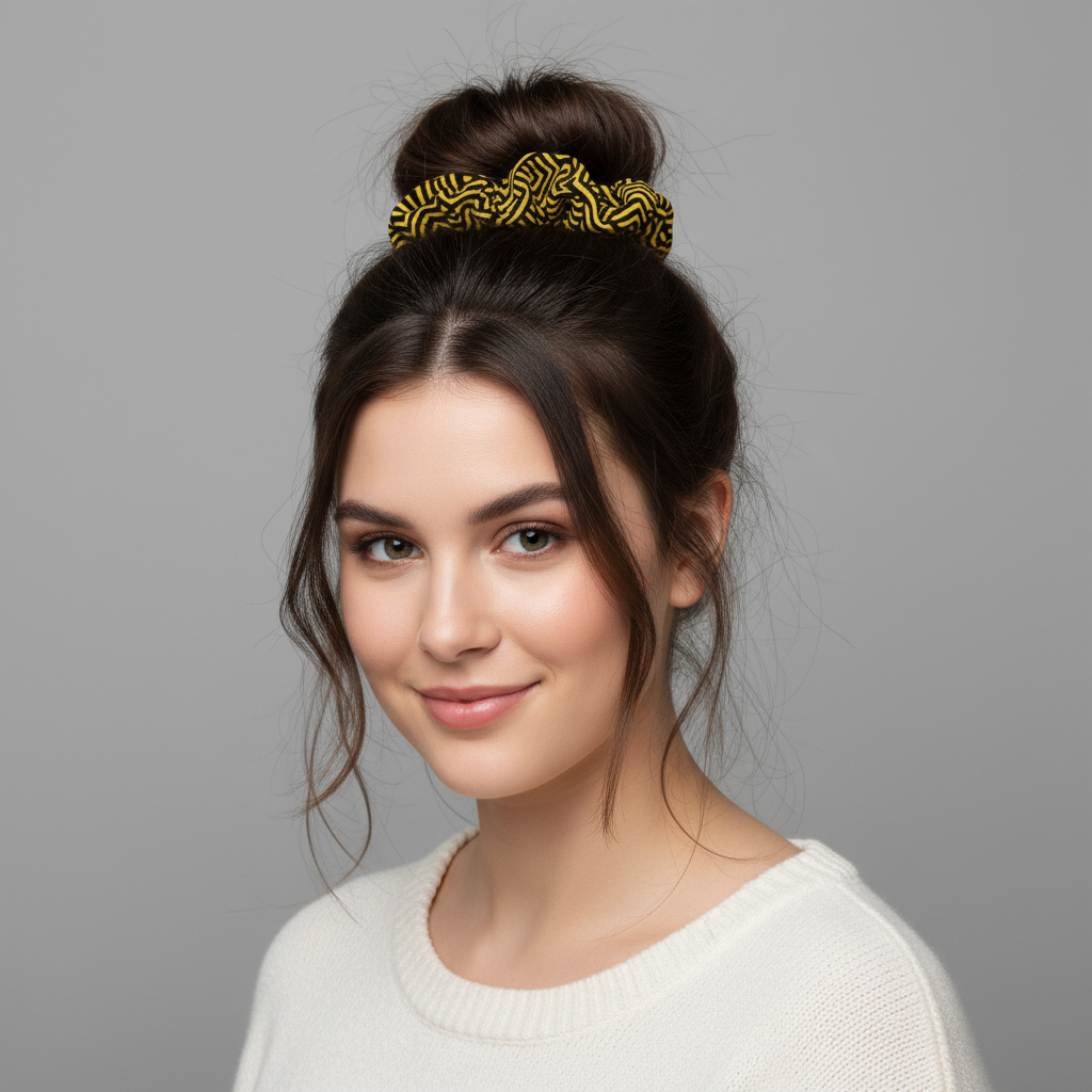 Obsidian Gold and Black Geometric Luxe Scrunchie Pack