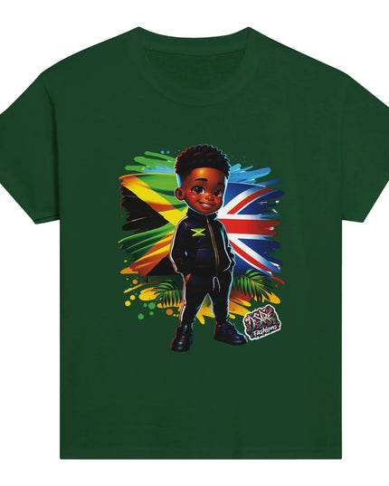 Jamaican Flag & Great Britain Flag Cultural Day Harmony: Classic Kids Crewneck T-shirt by D'Sare