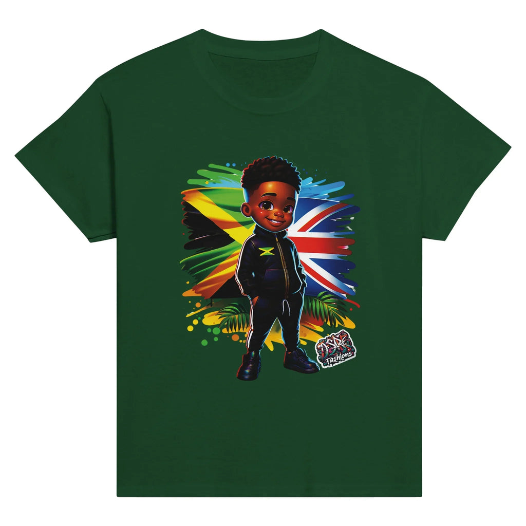 Jamaican Flag & Great Britain Flag Cultural Day Harmony: Classic Kids Crewneck T-shirt by D'Sare