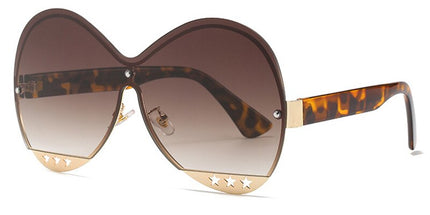 Gradual Color Runway Sunglasses Female Fashion Hollowed Out Five-Star Metal Trend Sunglasses