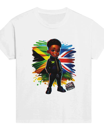 Jamaican Flag & Great Britain Flag Cultural Day Harmony: Classic Kids Crewneck T-shirt by D'Sare