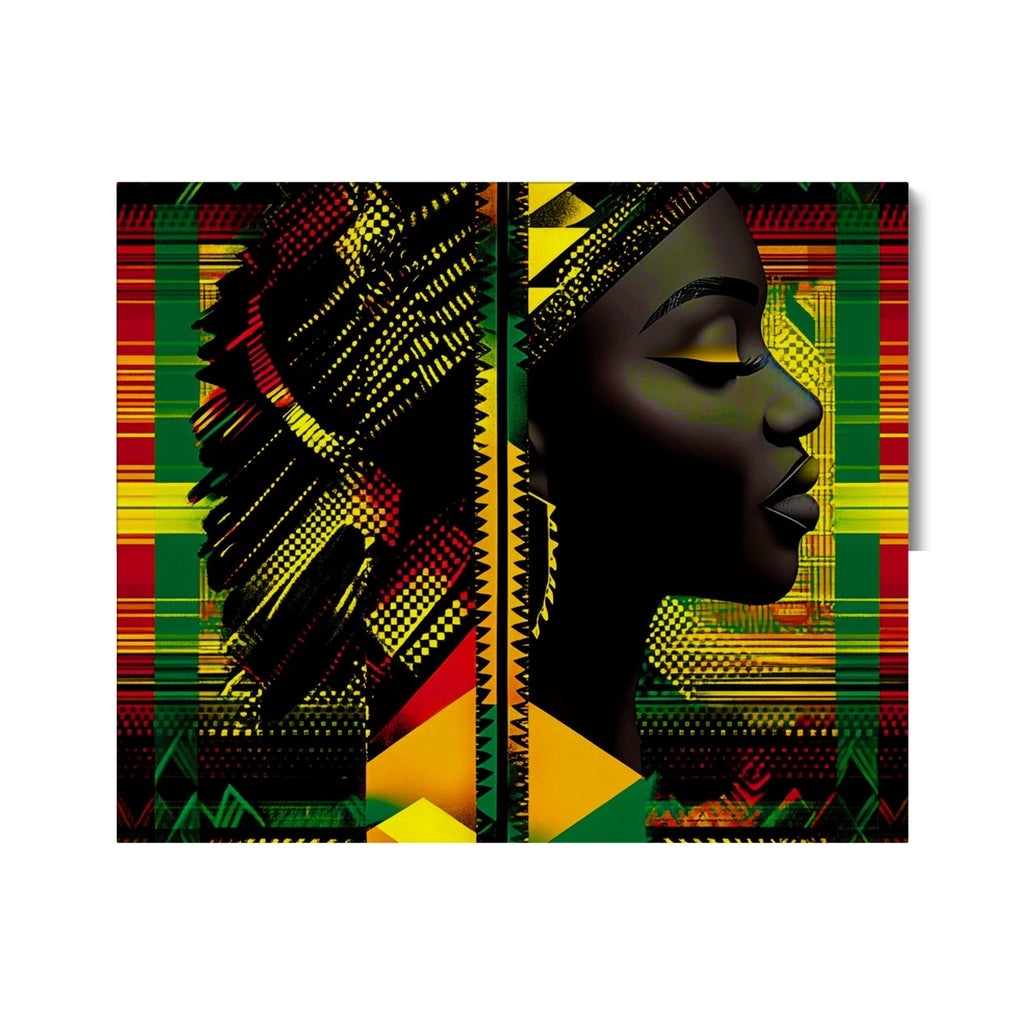 Abstract Red and Green Black Queen Fusion Canvas