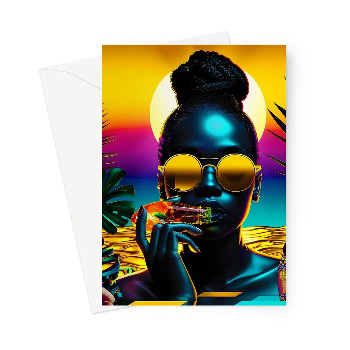 Tropical Sunset Dreams : Neon Vibes  Greeting Card - D'Sare