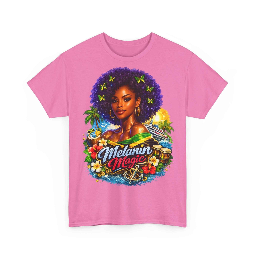 Melanin Magic Jamaica Portrait T-Shirt — Afrocentric Floral Tee