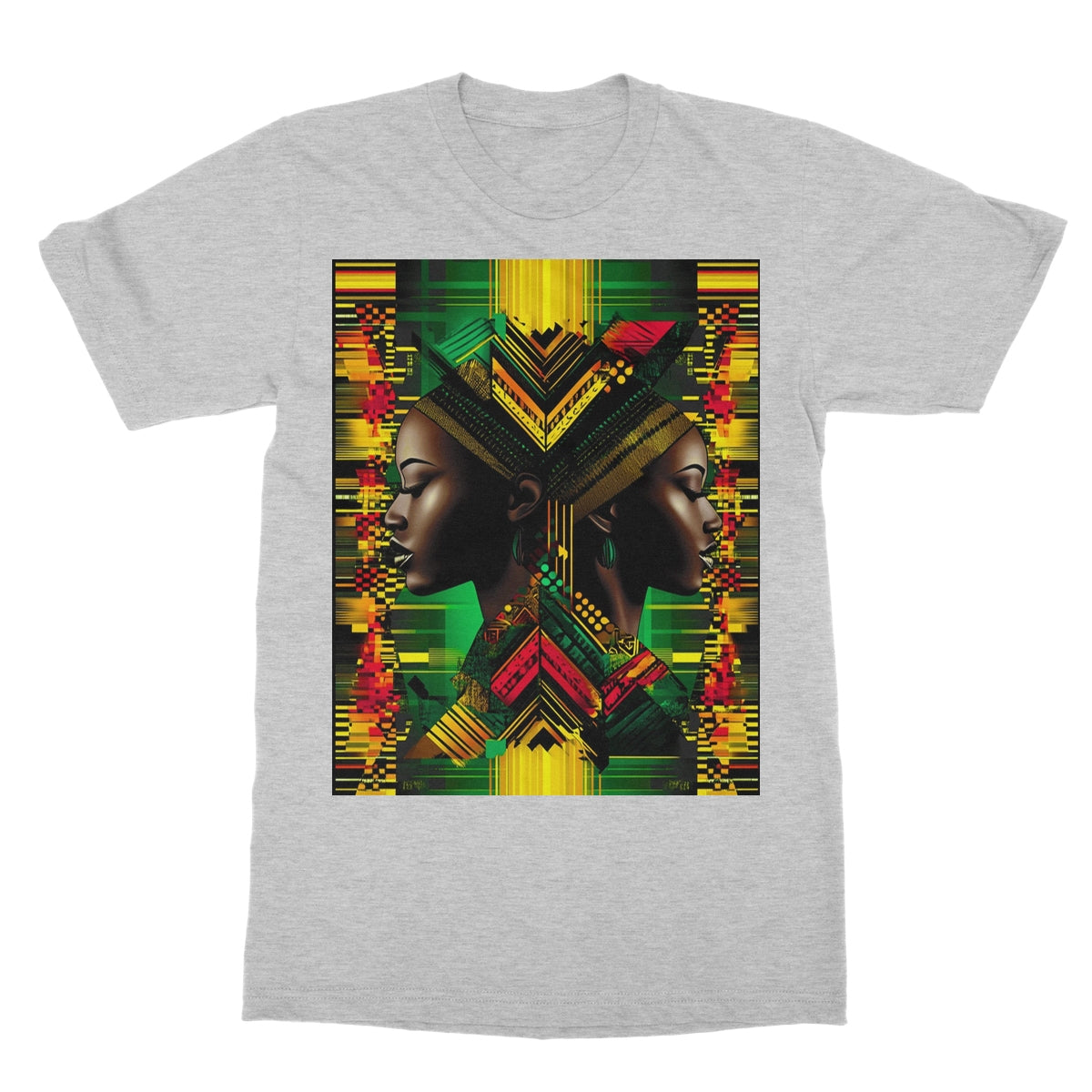 African Print Red Green Yellow Twin Energy  Softstyle T-Shirt - D'Sare