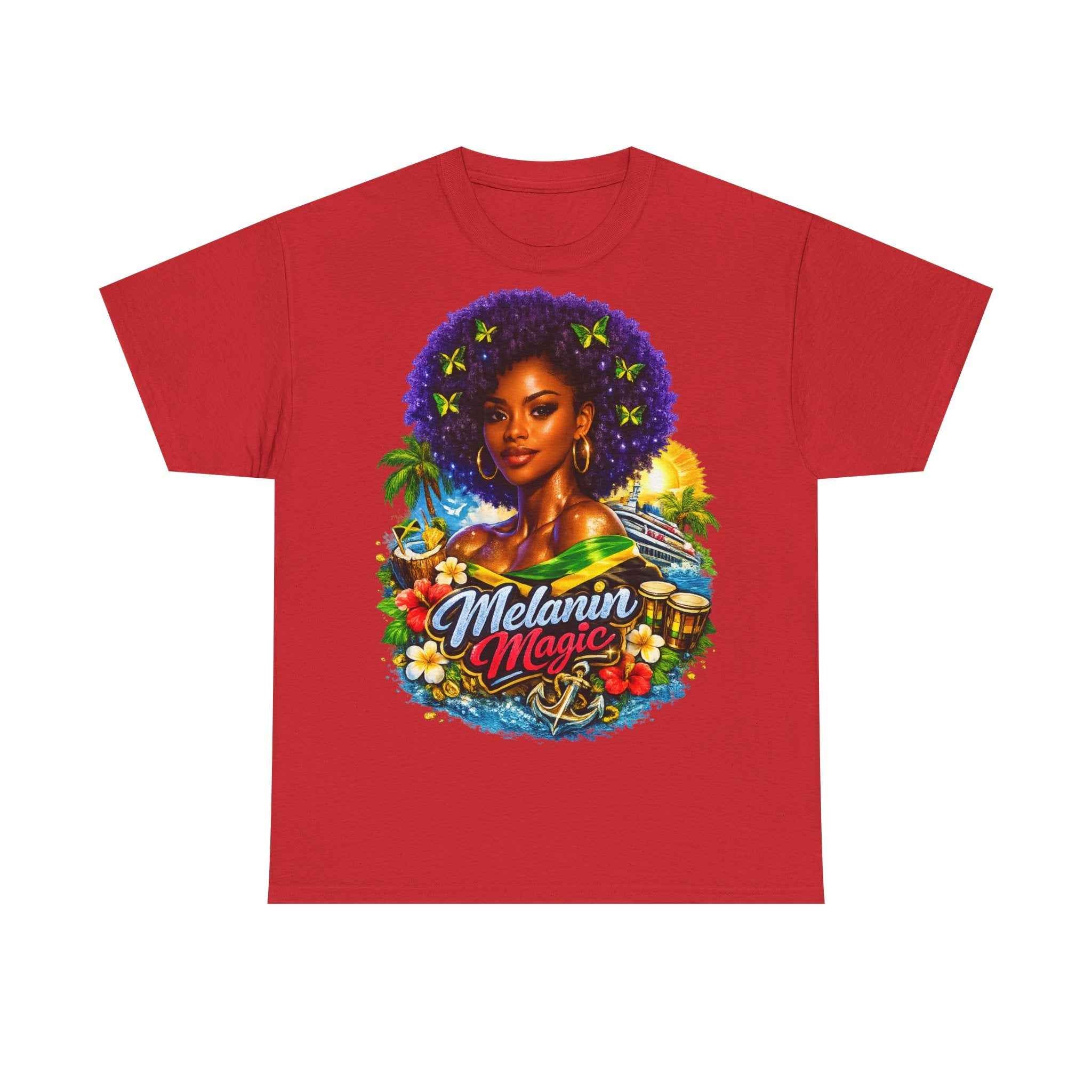 Melanin Magic Jamaica Portrait T-Shirt — Afrocentric Floral Tee