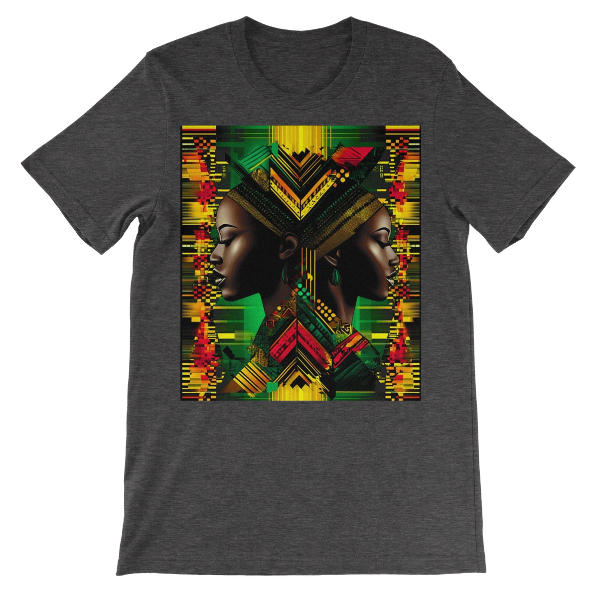 African Print Red Green Yellow Twin Energy  Unisex Short Sleeve T-Shirt - D'Sare