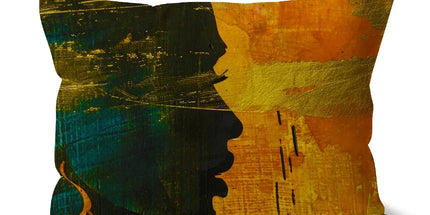 Golden Afrocentric Silhouette Cushion by Prodigi