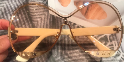 Gradual Color Runway Sunglasses Female Fashion Hollowed Out Five-Star Metal Trend Sunglasses