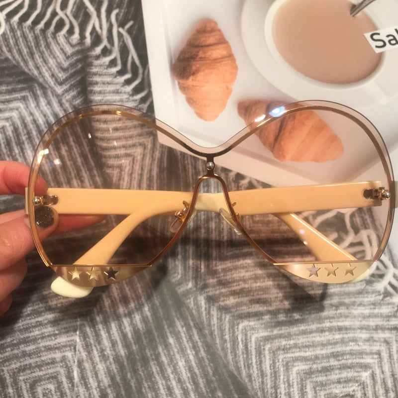 Gradual Color Runway Sunglasses Female Fashion Hollowed Out Five-Star Metal Trend Sunglasses by eprolo
