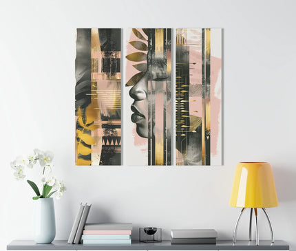 Golden Afro Queen Relic Acrylic 3 Wall Eclectic Art Mural - D'Sare