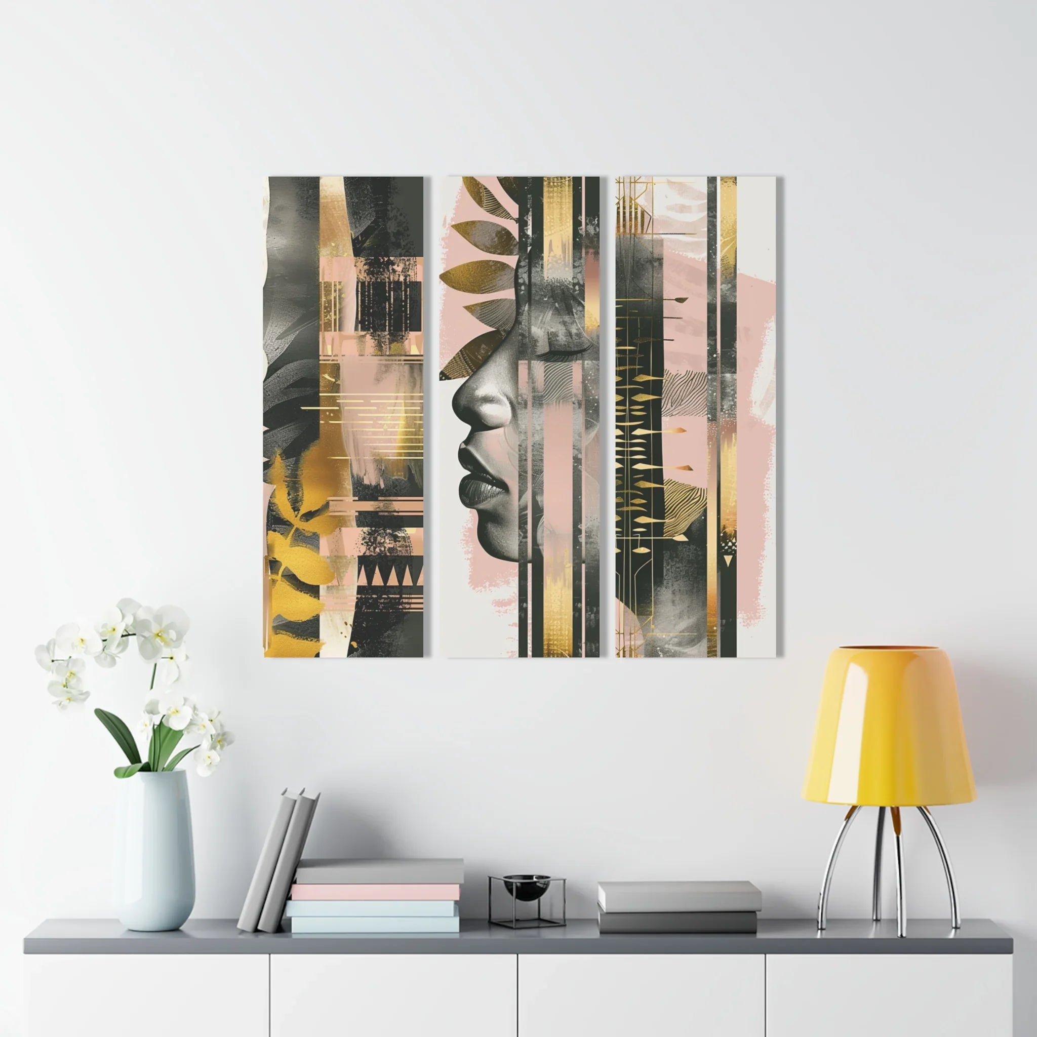 Golden Afro Queen Relic Acrylic 3 Wall Eclectic Art Mural - D'Sare