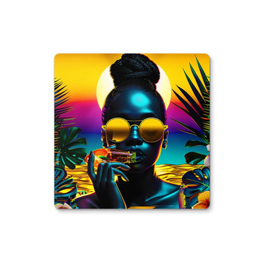 Tropical Sunset Dreams : Neon Vibes  Coaster - D'Sare