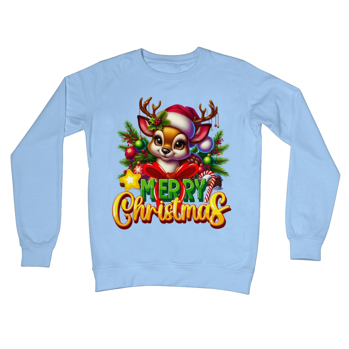 Reindeer Merry Christmas  Crew Neck Sweatshirt