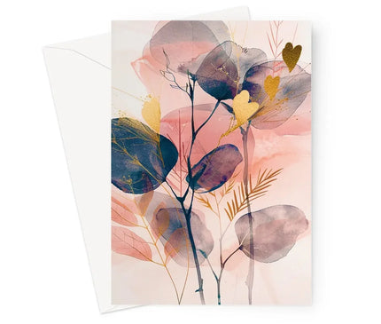 Peachy Blue Golden Flora Escape  Greeting Card - D'Sare