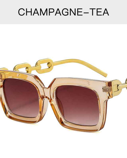 Fashion New Sunglasses Trend Personality Metal Chain Leg Glasses Retro Square Large Frame Net Red Sunglasses by eprolo