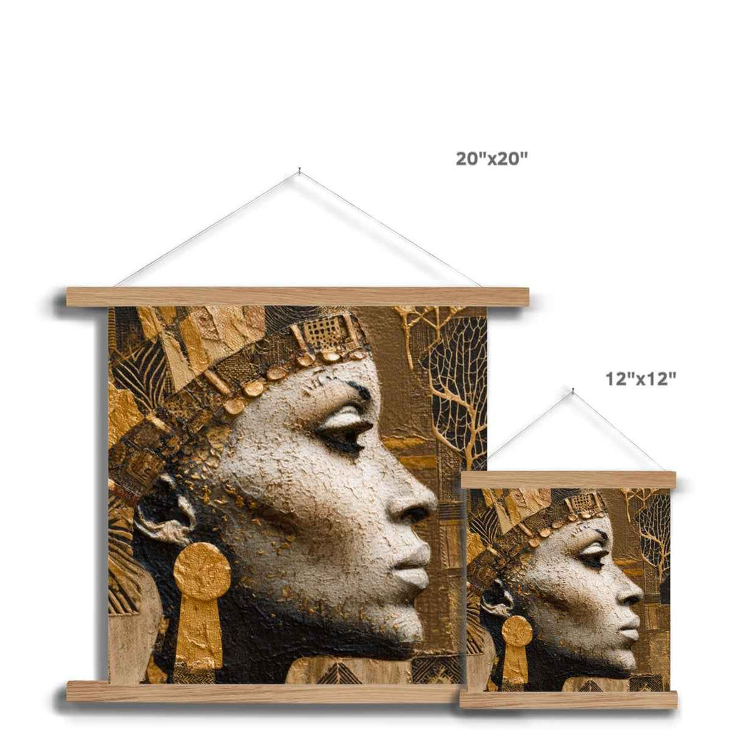 Afrocentric Golden Empress Fine Art Print Ready To Hang With Wooden Hanger