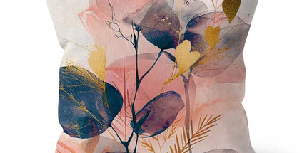 Peachy Blue Golden Flora Escape Cushion by Prodigi