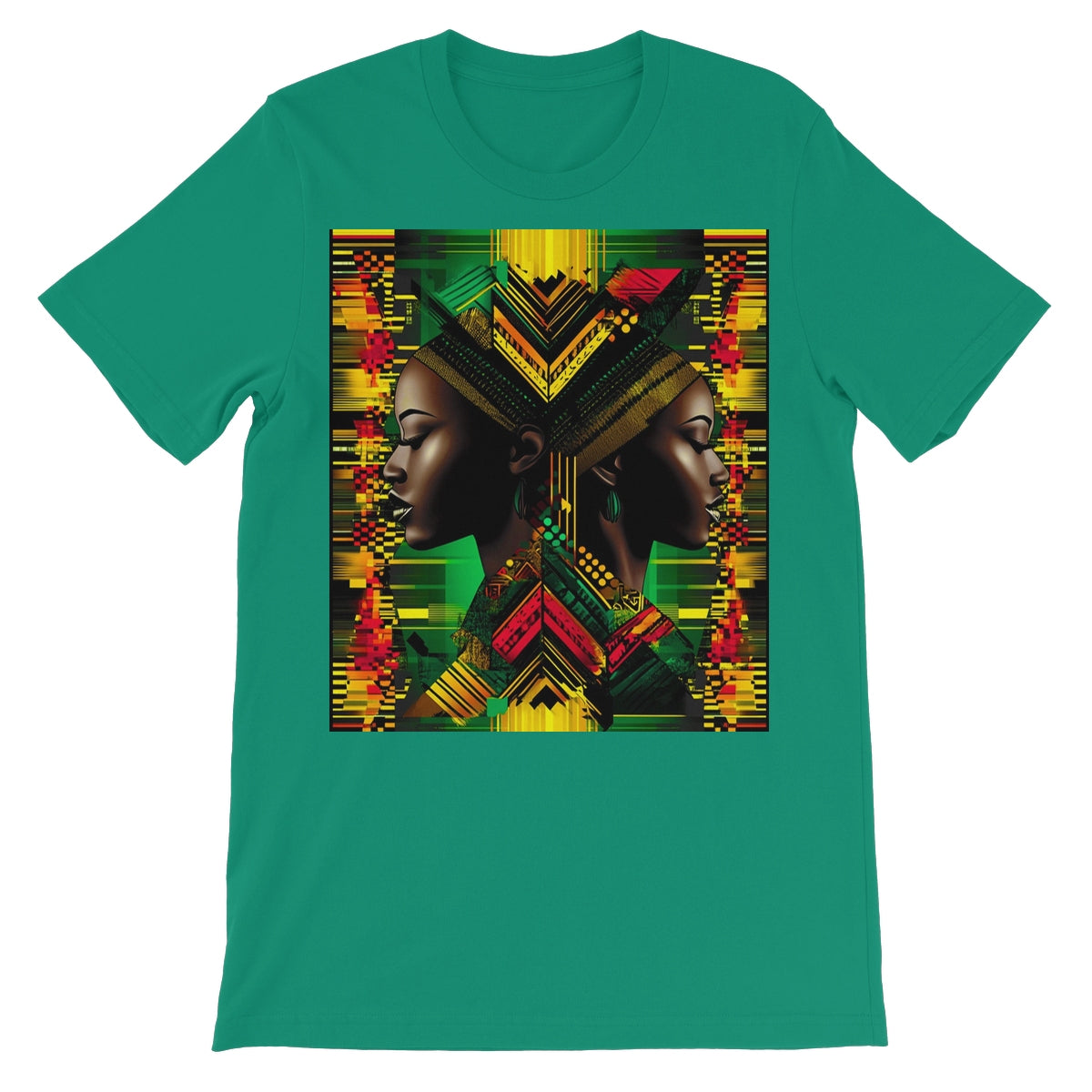 African Print Red Green Yellow Twin Energy  Unisex Short Sleeve T-Shirt - D'Sare