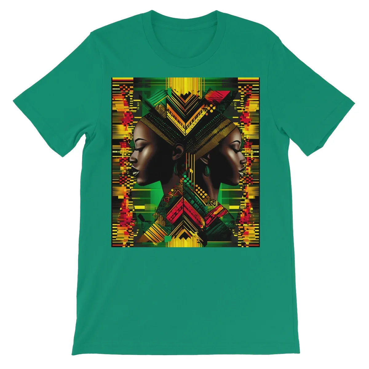African Print Red Green Yellow Twin Energy  Unisex Short Sleeve T-Shirt - D'Sare