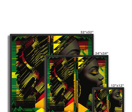 Red and Green Black Queen Fusion Framed Canvas