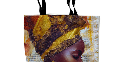 Elegant African Woman Portrait with Gold Headwrap Canvas Tote Bag by Prodigi