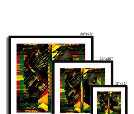 Abstract Red and Green Black Queen Fusion Framed & Mounted Print