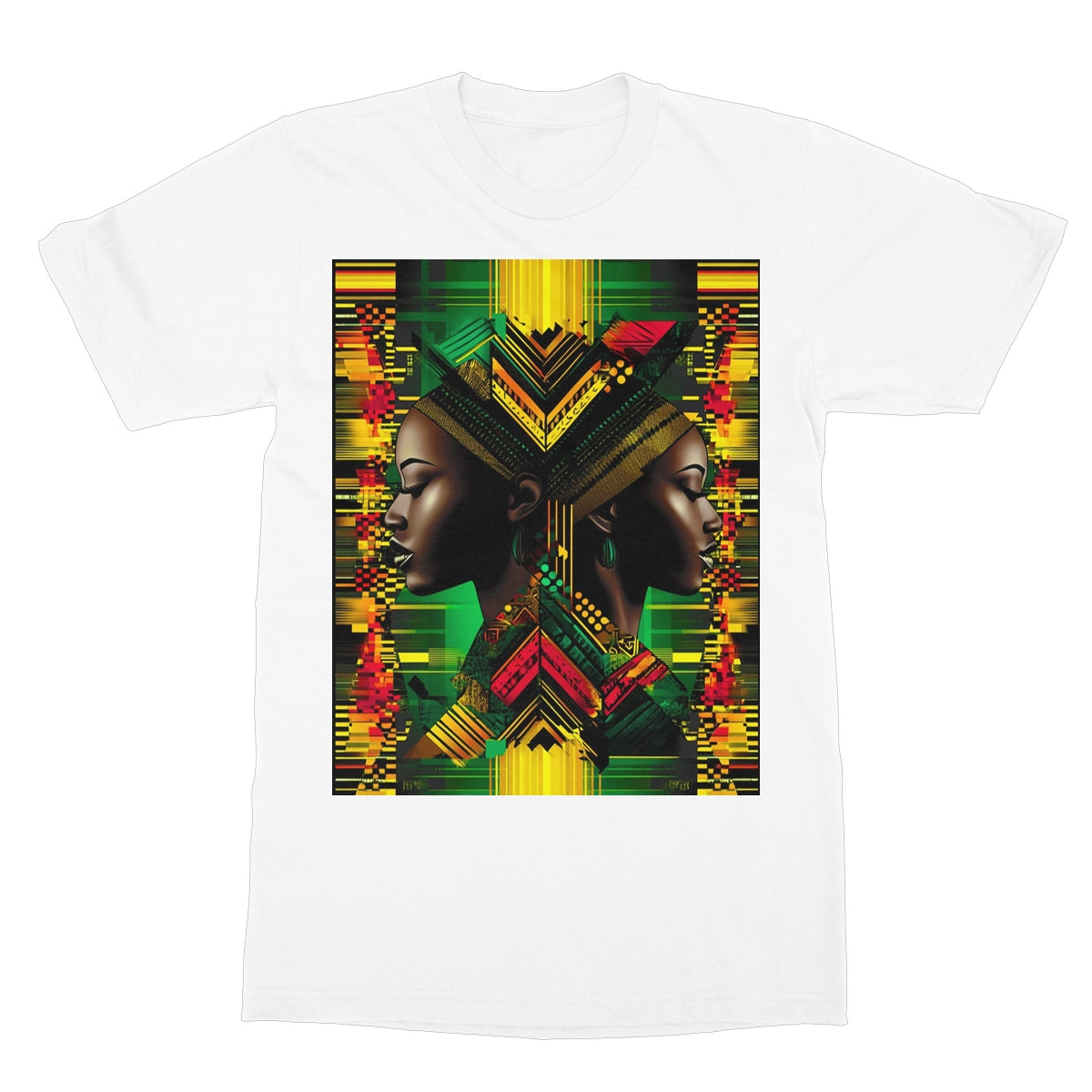 African Print Red Green Yellow Twin Energy  Softstyle T-Shirt - D'Sare