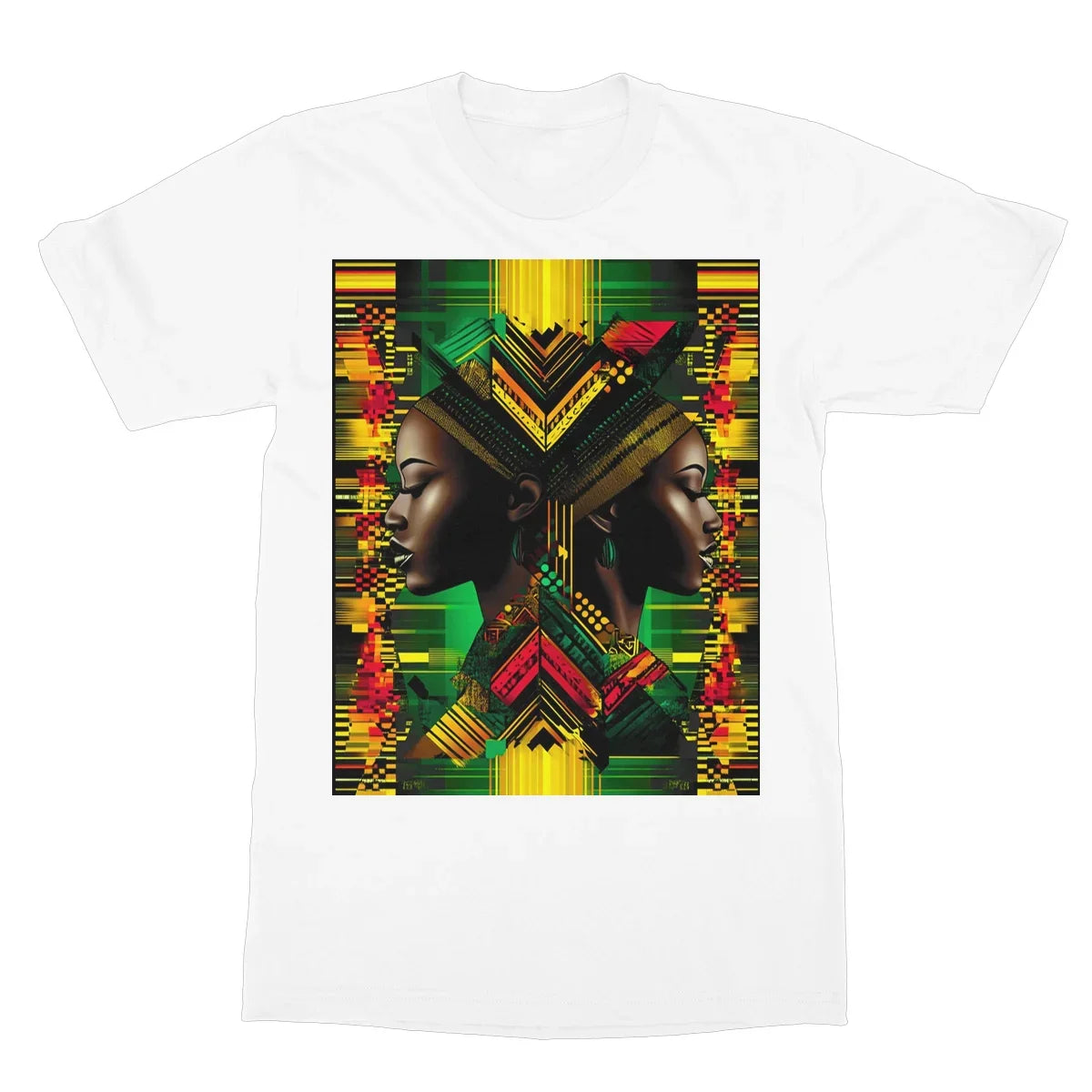 African Print Red Green Yellow Twin Energy  Softstyle T-Shirt - D'Sare