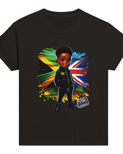 Jamaican Flag & Great Britain Flag Cultural Day Harmony: Classic Kids Crewneck T-shirt by D'Sare