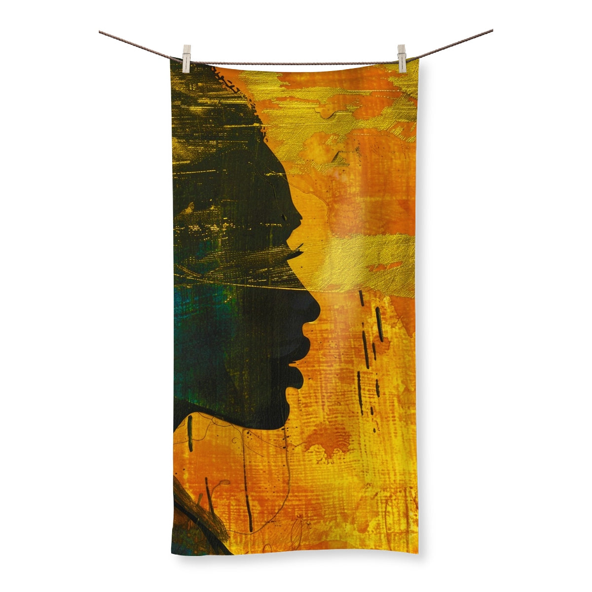 Golden Afrocentric Silhouette Towel