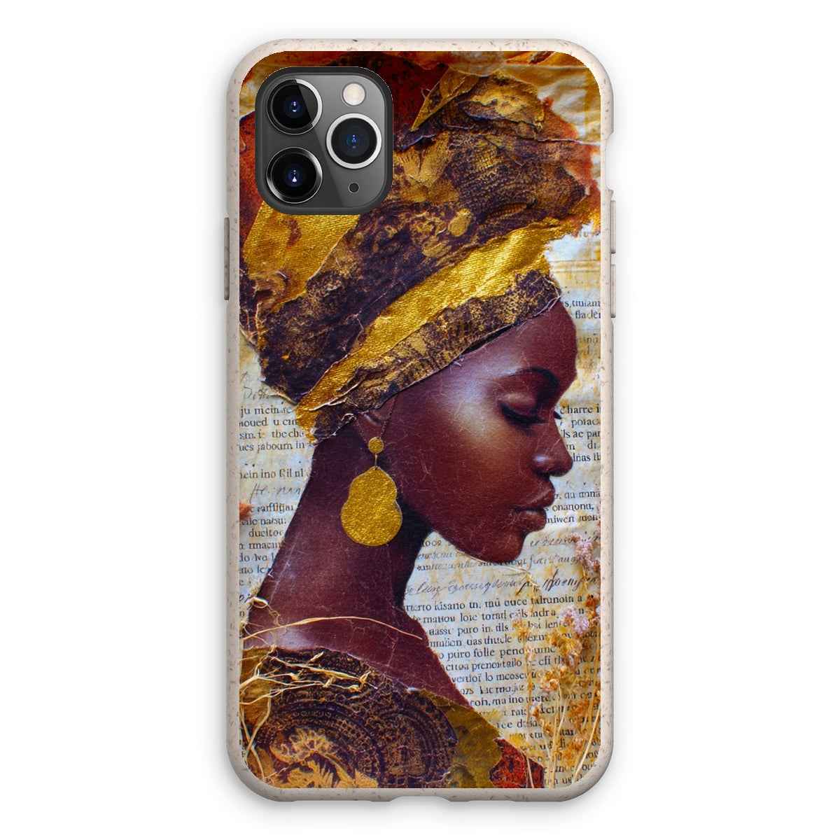 Eco Friendly Bioplastic Bamboo Fibre Phone Case With Gold Headwrap