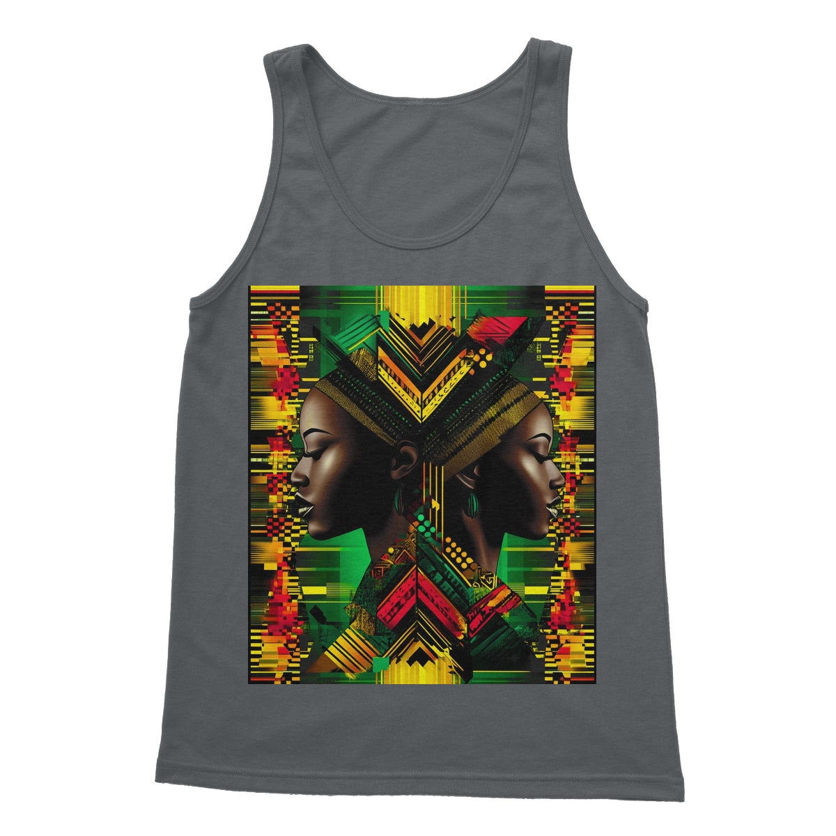 African Print Red Green Yellow Twin Energy  Softstyle Tank Top - D'Sare