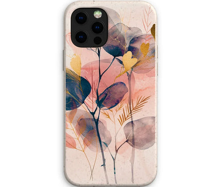Peachy Blue Golden Flora Escape  Eco Phone Case - D'Sare
