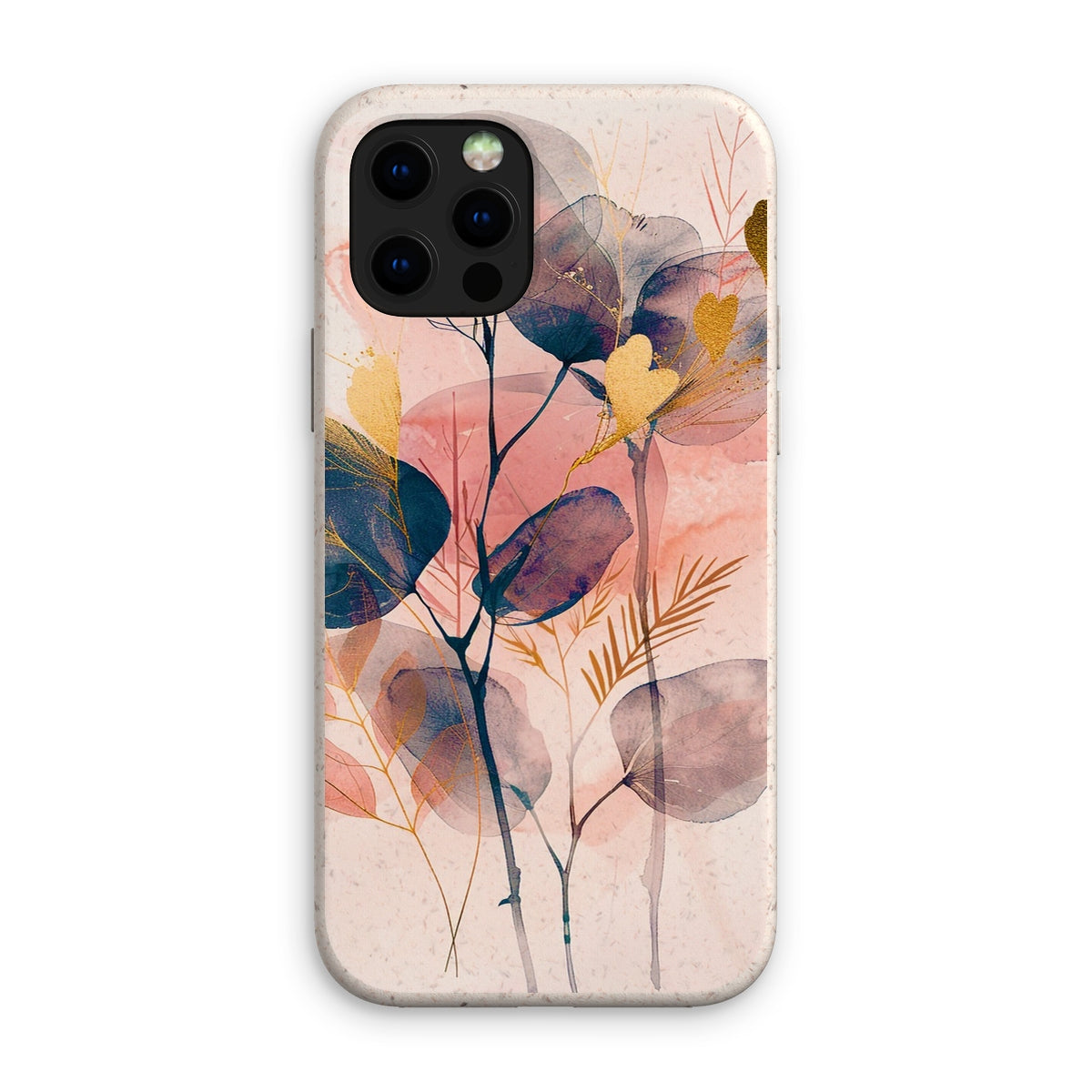 Peachy Blue Golden Flora Escape  Eco Phone Case - D'Sare