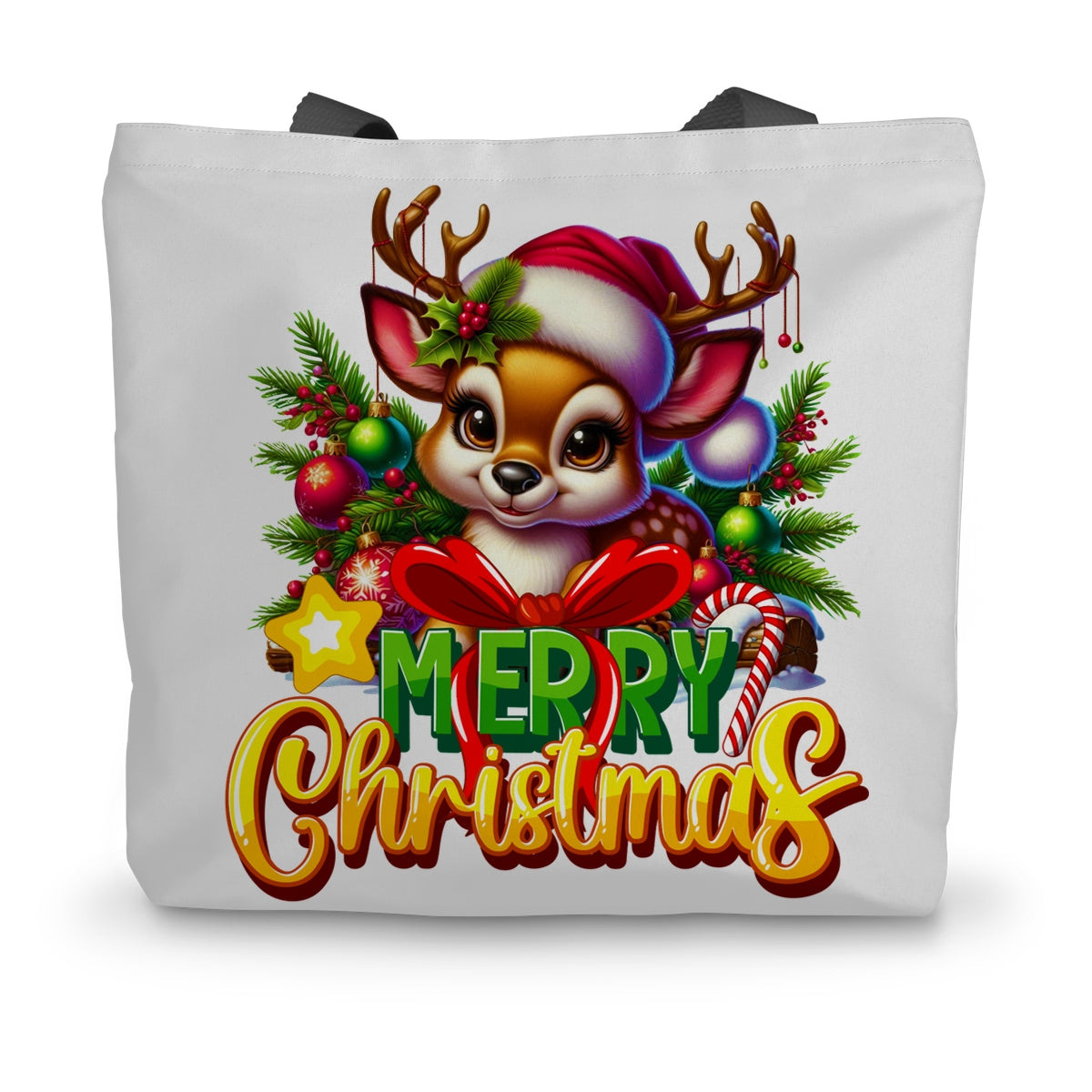 Reindeer Merry Christmas  Canvas Tote Bag