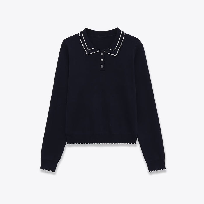 Color blocking stitching long sleeved knitted fabric