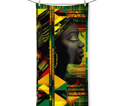 Abstract Red and Green Black Queen Fusion Towel