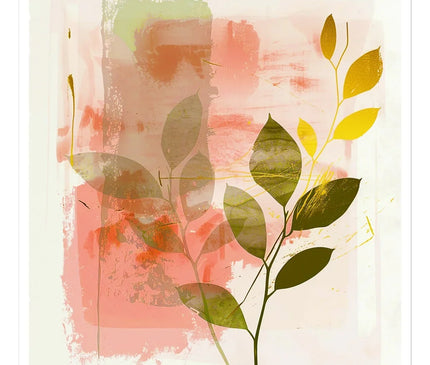 Peach Golden Leafy Escape 06 Eclectic Art Sticker - D'Sare