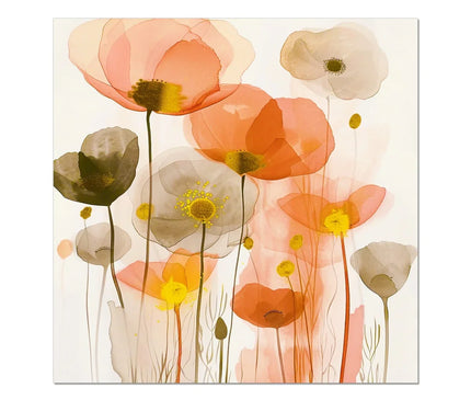 Poppy Echoes Golden Peach Escape  Hahnemühle German Etching Print - D'Sare