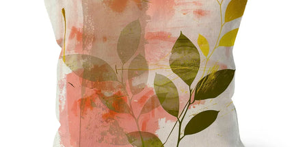 Peach Golden Leafy Escape 06 Cushion by Prodigi