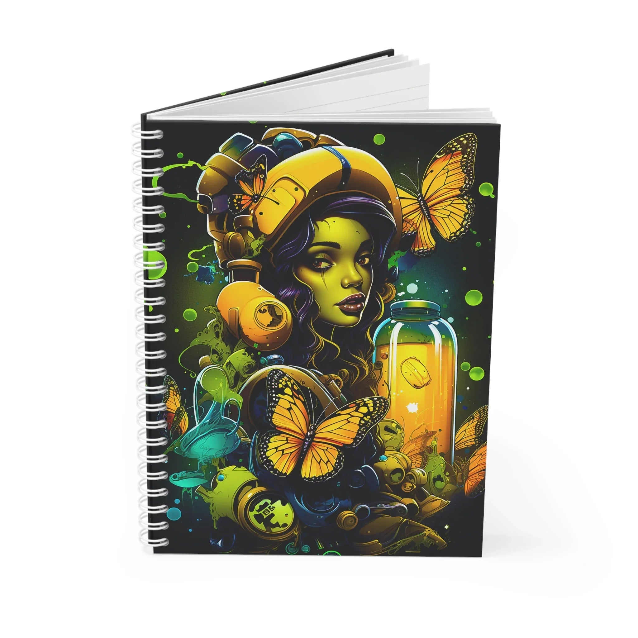 Bioluminescent Dreams: Monarch Butterfly Alchemist - Vibrant Fantasy Spiral Notebook for Creative Minds - D'Sare