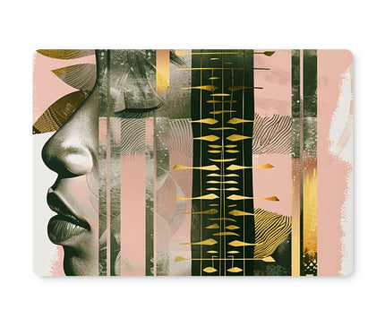 Echoes of Life: Afrocentric Meditation Peach and Gold Abstract Art Eclectic  Placemat