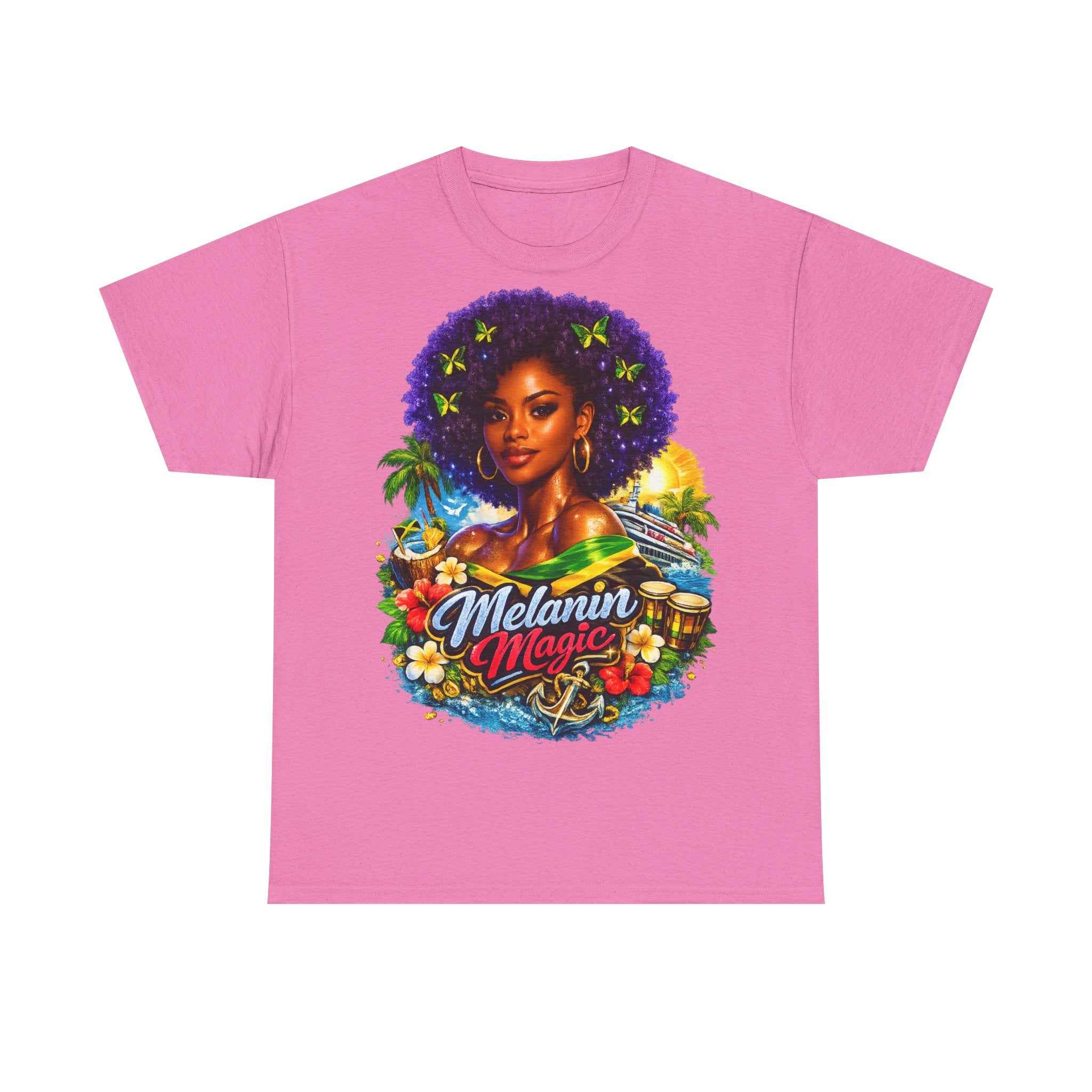 Melanin Magic Jamaica Portrait T-Shirt — Afrocentric Floral Tee