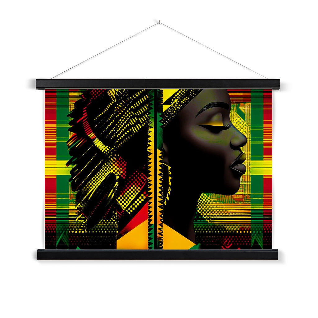 Abstract Red and Green Black Queen Fusion Fine Art Print with Hanger